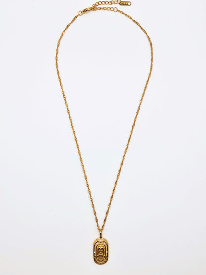 The Kiki Virgo 18k Gold Plated Stainless Steel Zodiac Starsign Crystal Necklace.