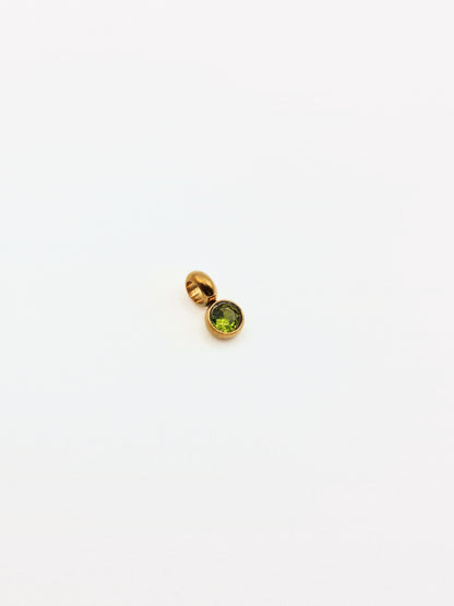 The Charm Shop August Peridot Birthstone 18k Gold Plated DIY Charm- Waterproof & Tarnish-Free