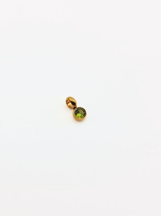 The Charm Shop August Peridot Birthstone 18k Gold Plated DIY Charm- Waterproof & Tarnish-Free