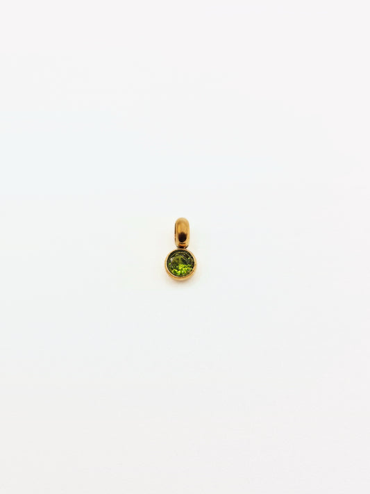The Charm Shop August Peridot Birthstone 18k Gold Plated DIY Charm- Waterproof & Tarnish-Free