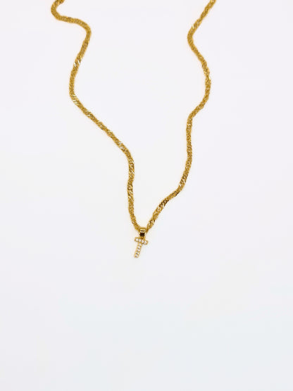 The Lottie 'T' Initial 18k Gold Plated Stainless Steel Pave Crystal Pendant Necklace