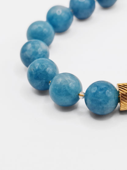 The Riviera Blue Agate Natural Stone Beaded Bracelet- Semi-Precious & Waterproof