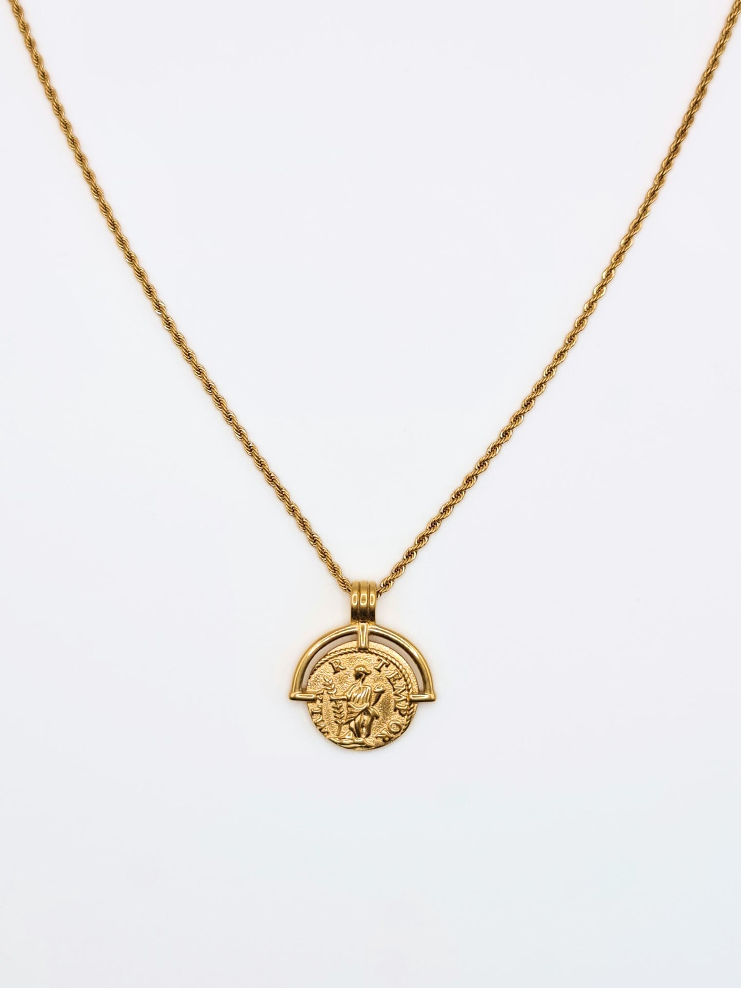 The Talisman Collection Coin & Snake Chain Necklace Set in 18k Gold Plated Stainless Steel.
