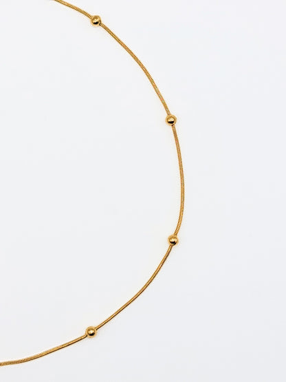 The Orb 18k Gold Plated Stainless Steel Dainty Ball Chain Necklace