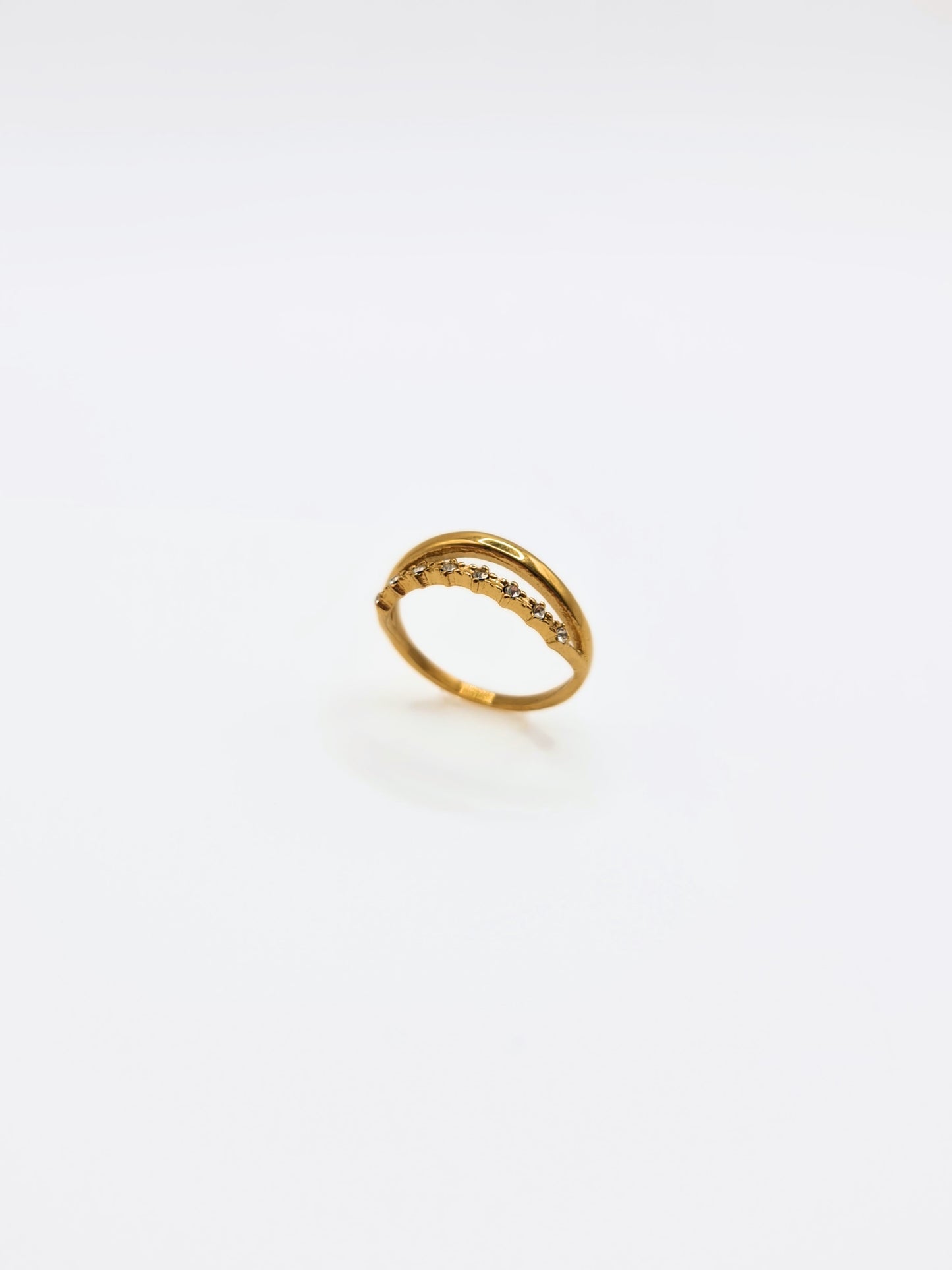 The Celeste 18k Gold Plated Stainless Steel Constellation Double Stacking Ring.