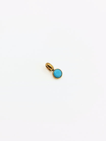 The Charm Shop December Turquoise Birthstone 18k Gold Plated DIY Charm- Waterproof & Tarnish-Free