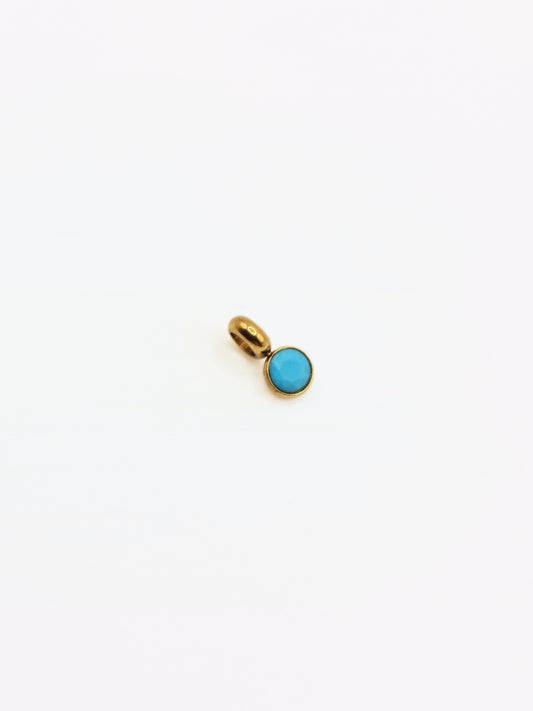 The Charm Shop December Turquoise Birthstone 18k Gold Plated DIY Charm- Waterproof & Tarnish-Free
