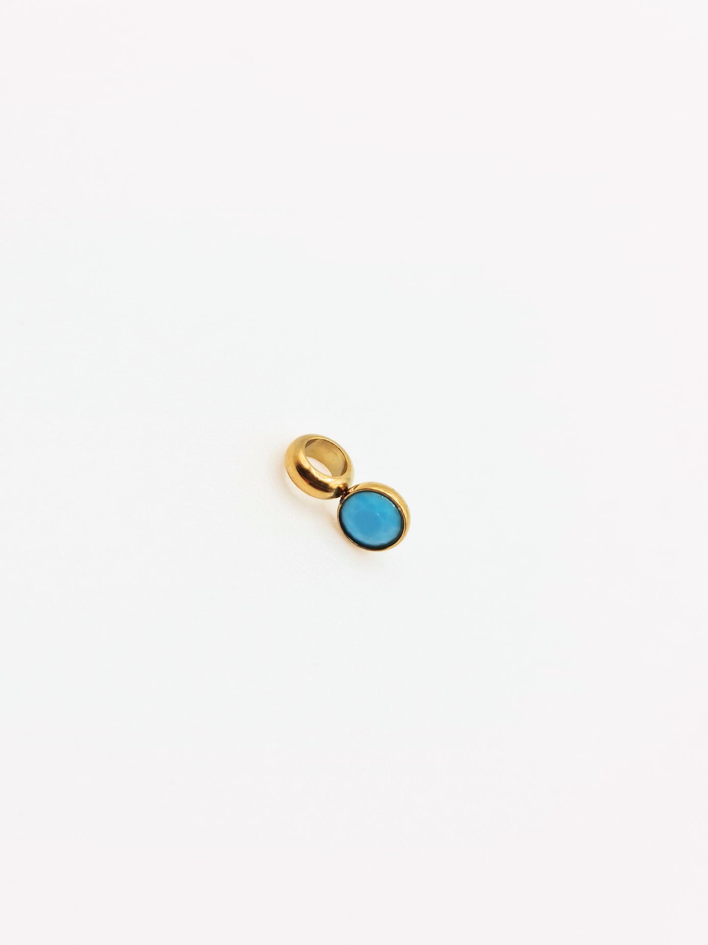 The Charm Shop December Turquoise Birthstone 18k Gold Plated DIY Charm- Waterproof & Tarnish-Free