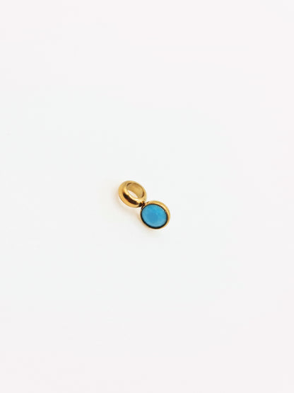 The Charm Shop December Turquoise Birthstone 18k Gold Plated DIY Charm- Waterproof & Tarnish-Free