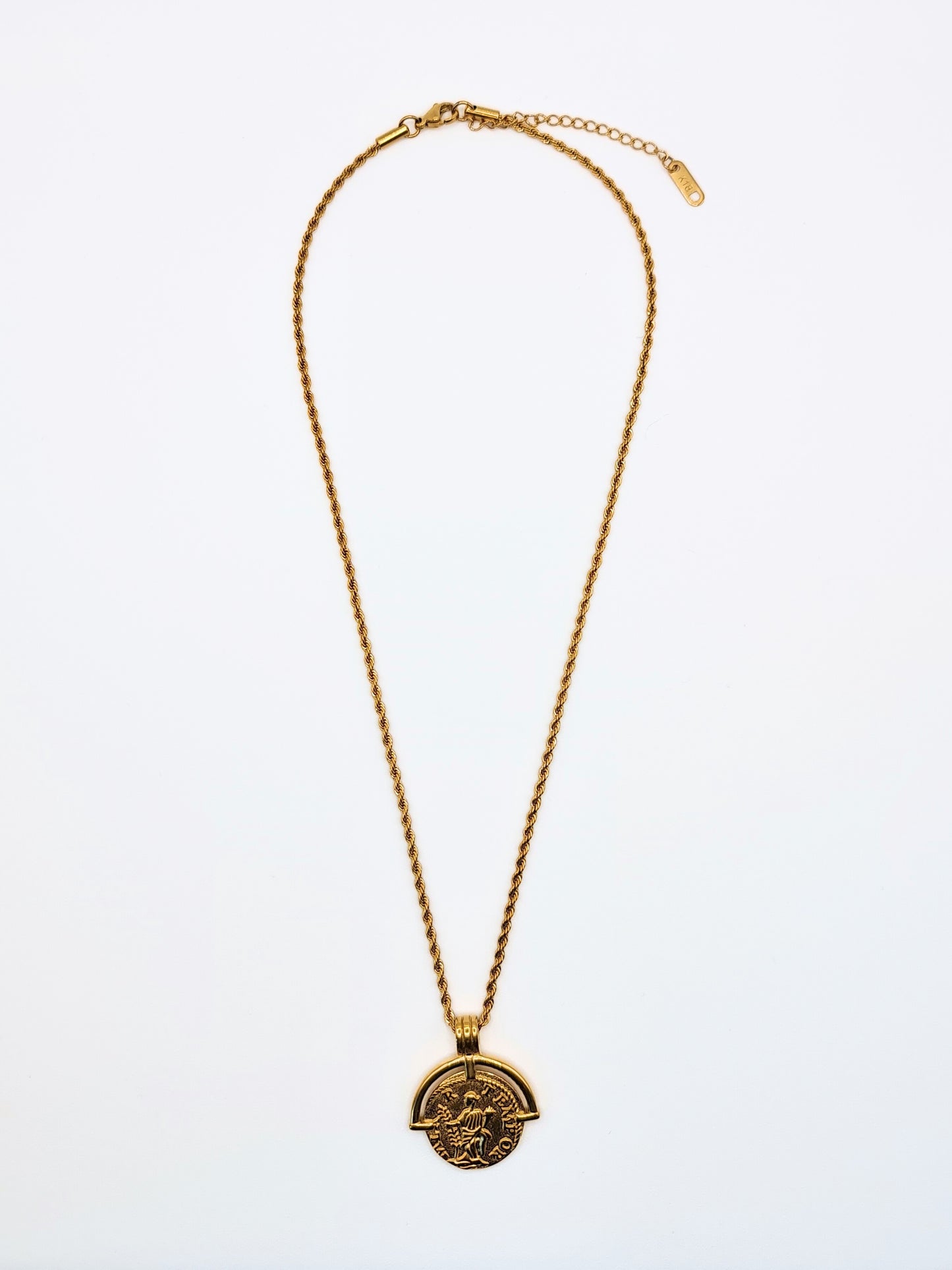 The Talisman Collection 18k Gold Plated Stainless Steel Coin Pendant Necklace.