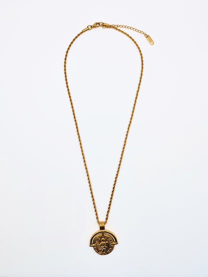 The Talisman Collection 18k Gold Plated Stainless Steel Coin Pendant Necklace.