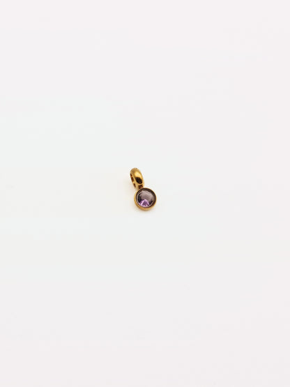 The Charm Shop February Amethyst Birthstone 18k Gold Plated DIY Charm- Waterproof & Tarnish-Free