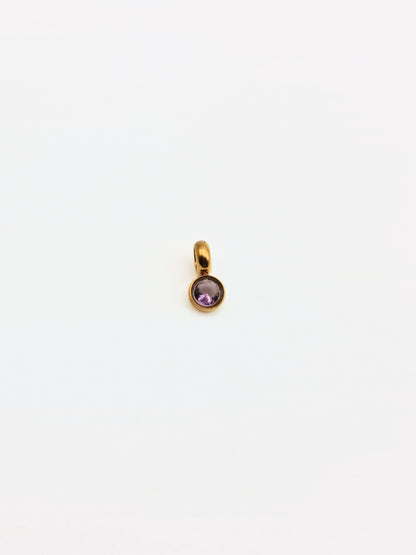 The Charm Shop February Amethyst Birthstone 18k Gold Plated DIY Charm- Waterproof & Tarnish-Free