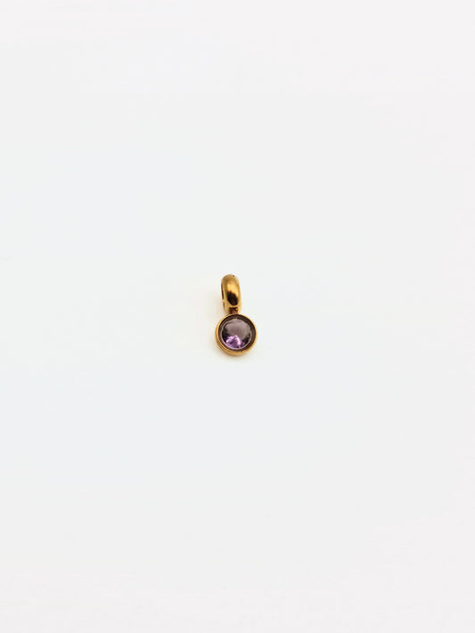 The Charm Shop February Amethyst Birthstone 18k Gold Plated DIY Charm- Waterproof & Tarnish-Free
