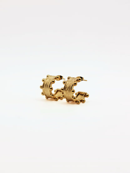 The Zaya 18k Gold Plated Beaded Hoop Earrings- Waterproof & Tarnish-Free