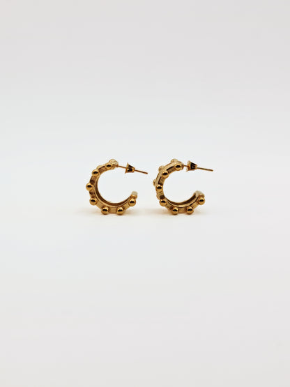 The Zaya 18k Gold Plated Beaded Hoop Earrings- Waterproof & Tarnish-Free