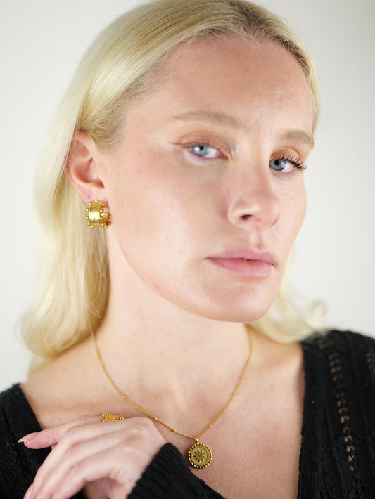 The Zaya Set Silver Finish Beaded Earrings & Ring- Waterproof & Tarnish-Free