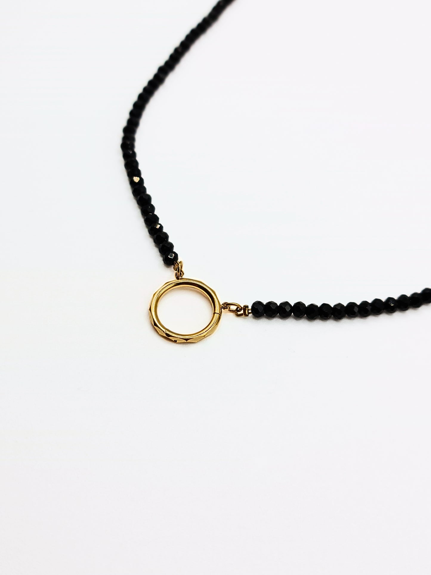 The Charm Shop Black Beaded 18k Gold Plated O Ring DIY Charm Chain Necklace- Waterproof & Tarnish-Free
