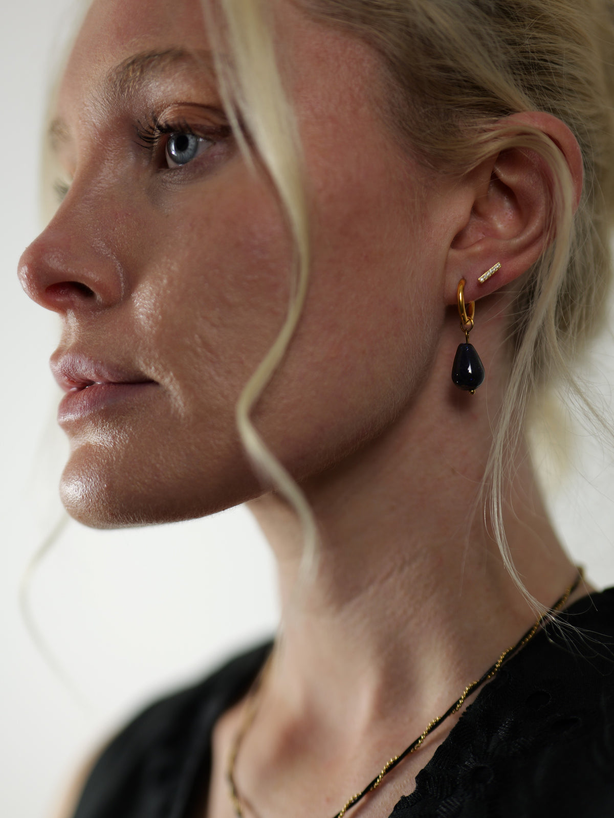 gold-black-goldstone-gemstone-natural-stone-semi-precious-drop-hoop-earrings-stainless-steel-tarnish-free-jewellery-waterproof-ember-and-stone-1