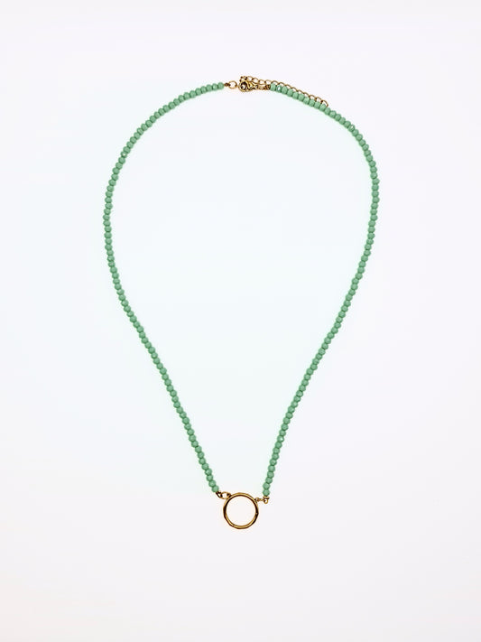The Charm Shop Blue Beaded 18k Gold Plated O Ring DIY Charm Chain Necklace- Waterproof & Tarnish-Free