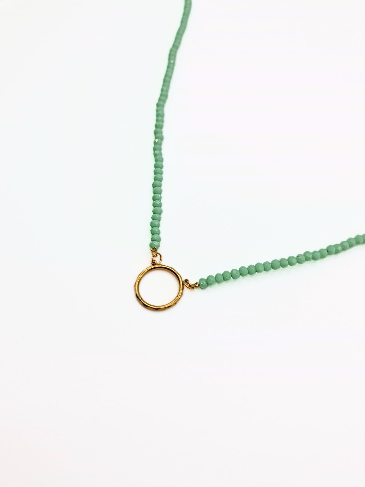The Charm Shop Blue Beaded 18k Gold Plated O Ring DIY Charm Chain Necklace- Waterproof & Tarnish-Free