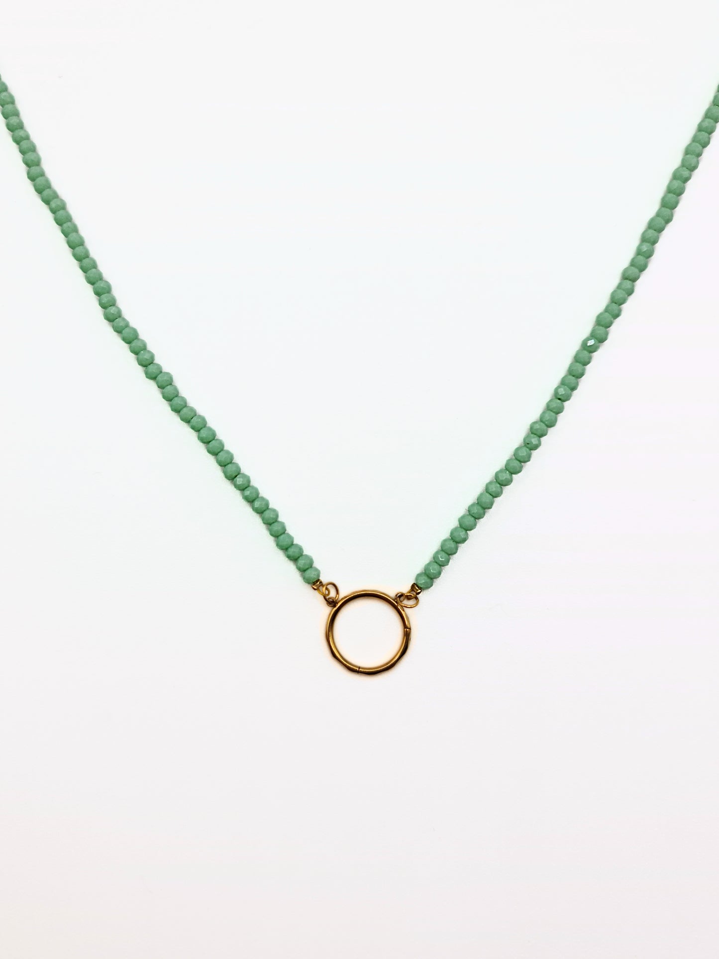 The Charm Shop Blue Beaded 18k Gold Plated O Ring DIY Charm Chain Necklace- Waterproof & Tarnish-Free