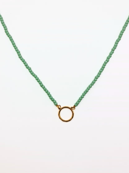 The Charm Shop Blue Beaded 18k Gold Plated O Ring DIY Charm Chain Necklace- Waterproof & Tarnish-Free