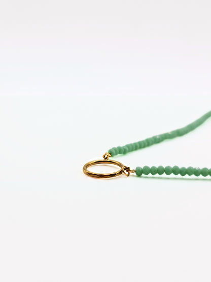 The Charm Shop Blue Beaded 18k Gold Plated O Ring DIY Charm Chain Necklace- Waterproof & Tarnish-Free