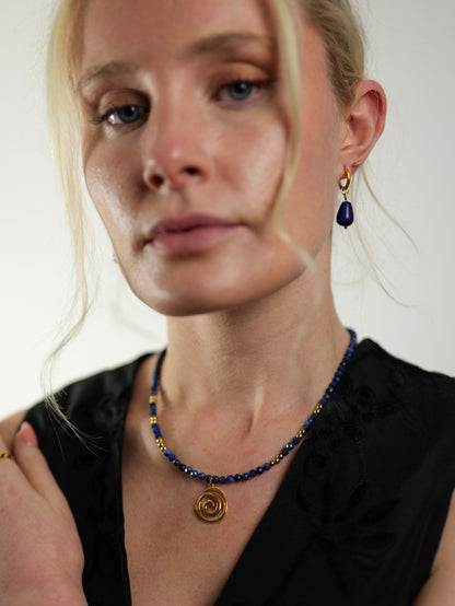 gold-blue-lapis-lazuli-gemstone-natural-stone-semi-precious-drop-hoop-earrings-stainless-steel-tarnish-free-jewellery-waterproof-ember-and-stone-4