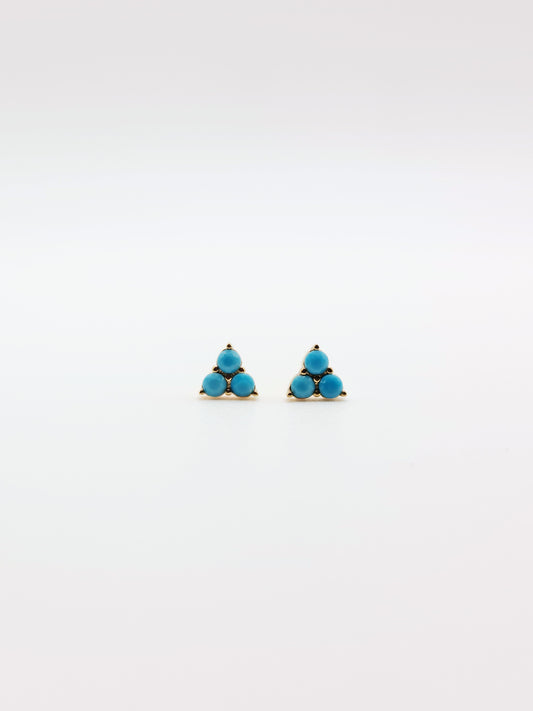 The Sorrento 18k Gold Plated Natural Turquoise Ditsy Stud Earrings- Waterproof & Tarnish-Free