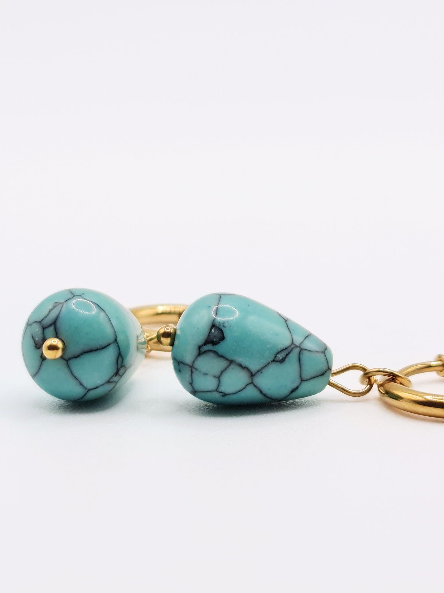 gold-blue-turquoise-natural-stone-semi-precious-drop-hoop-earrings-stainless-steel-tarnish-free-jewellery-waterproof-ember-and-stone-1