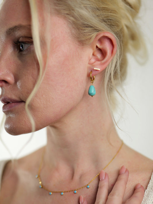 gold-blue-turquoise-natural-stone-semi-precious-drop-hoop-earrings-stainless-steel-tarnish-free-jewellery-waterproof-ember-and-stone-1