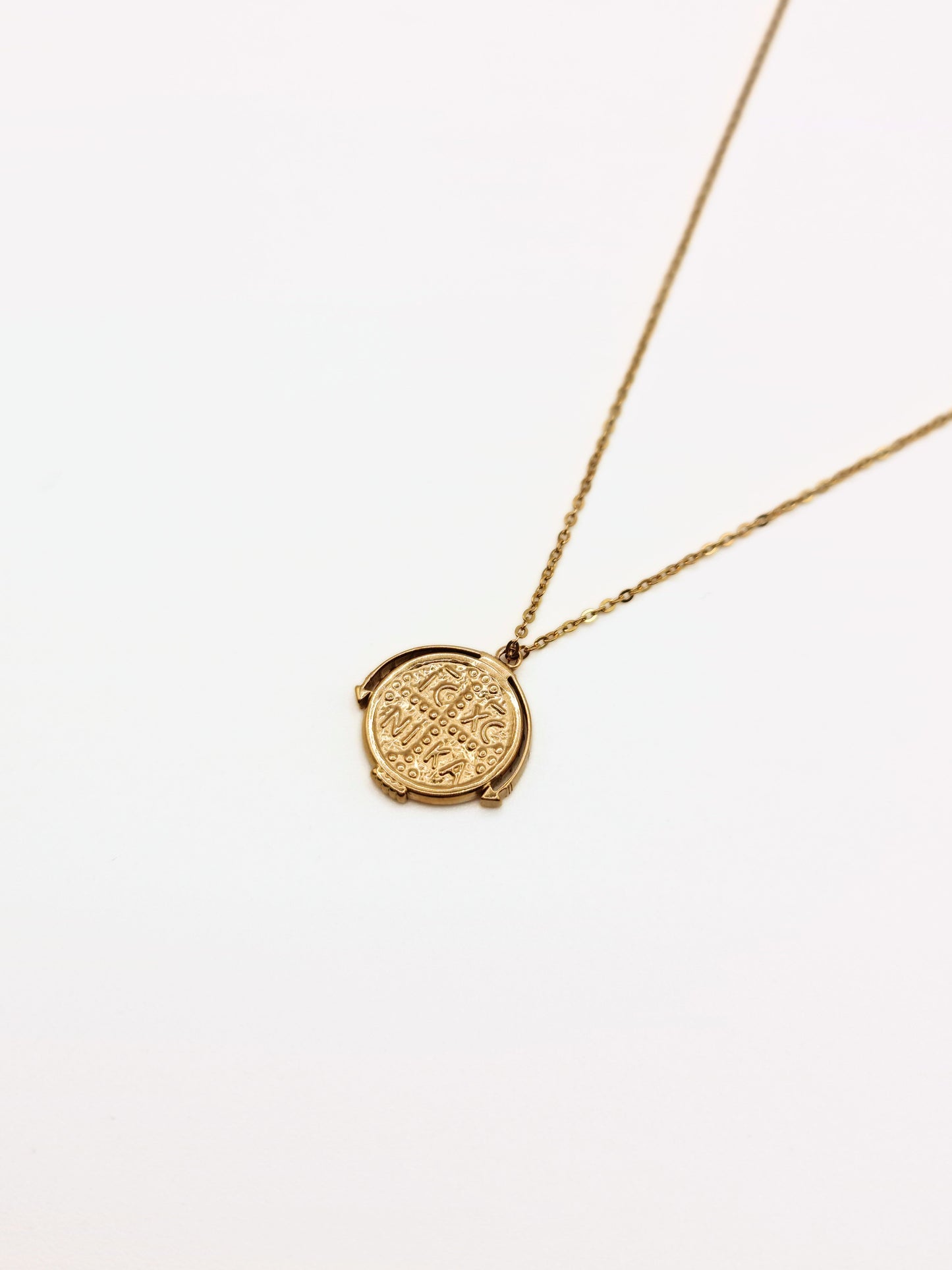 gold coin pendant necklace waterproof tarnish free jewellery boho stainless steel