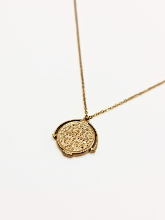 gold coin pendant necklace waterproof tarnish free jewellery boho stainless steel