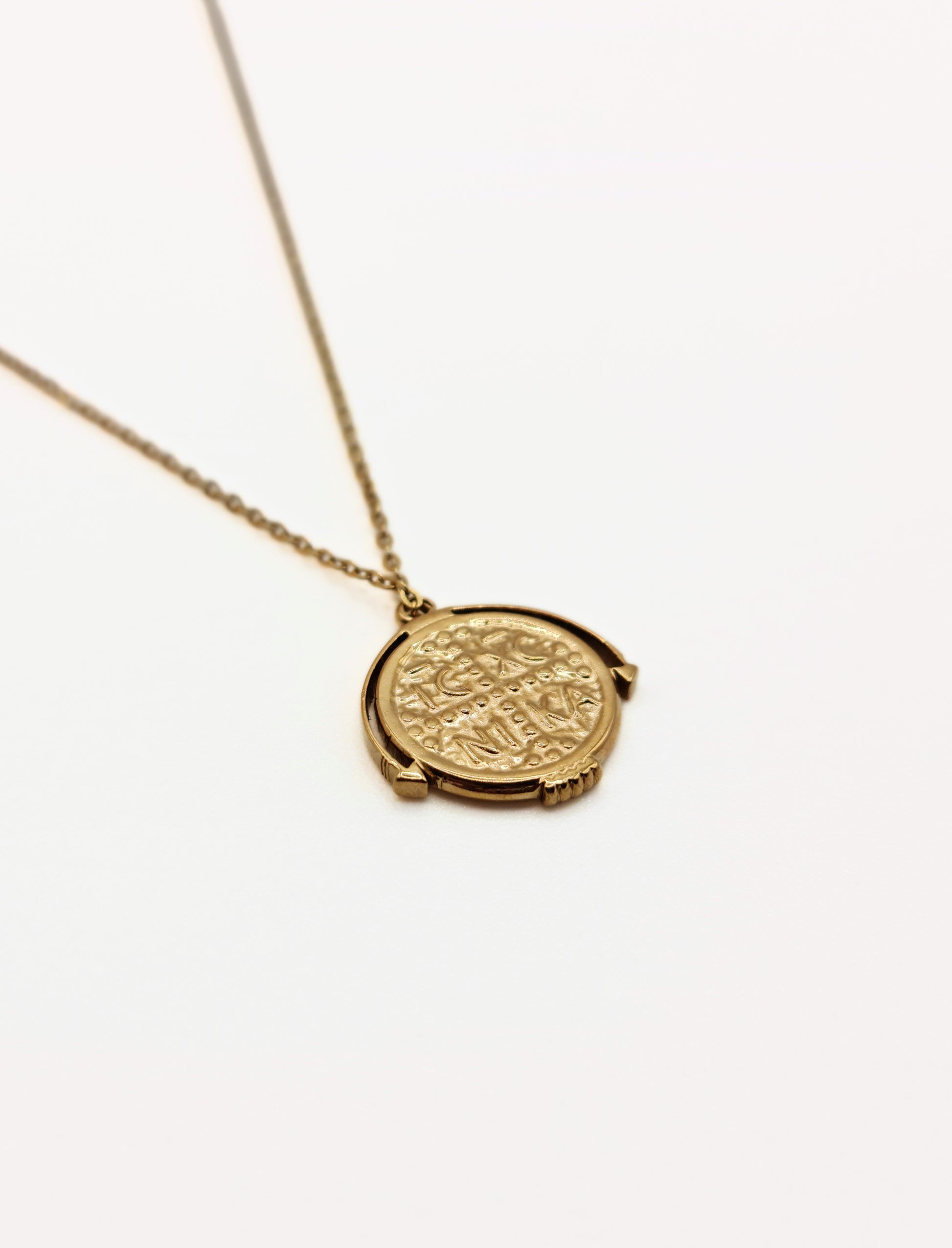 gold coin pendant necklace waterproof tarnish free jewellery boho stainless steel