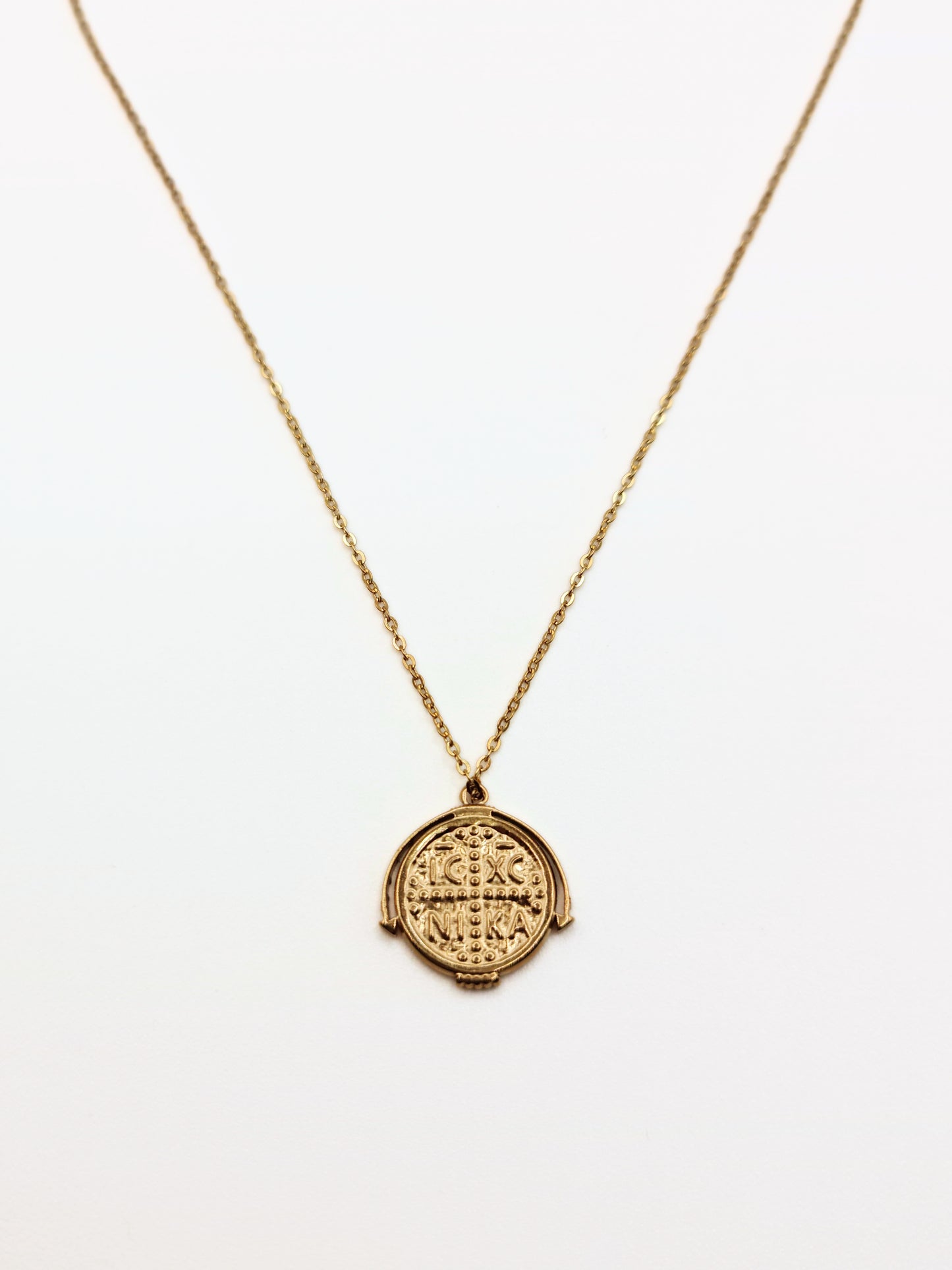 gold coin pendant necklace waterproof tarnish free jewellery boho stainless steel