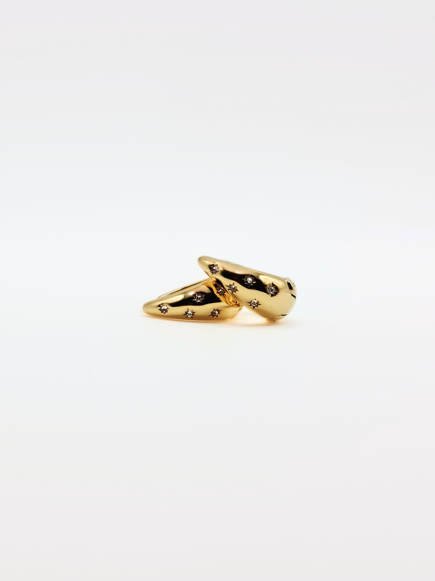 The Lunara 18k Gold Plated Celestial Crystal Chubby Hoop Earrings- Waterproof & Tarnish-Free