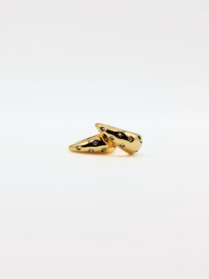 The Lunara 18k Gold Plated Celestial Crystal Chubby Hoop Earrings- Waterproof & Tarnish-Free