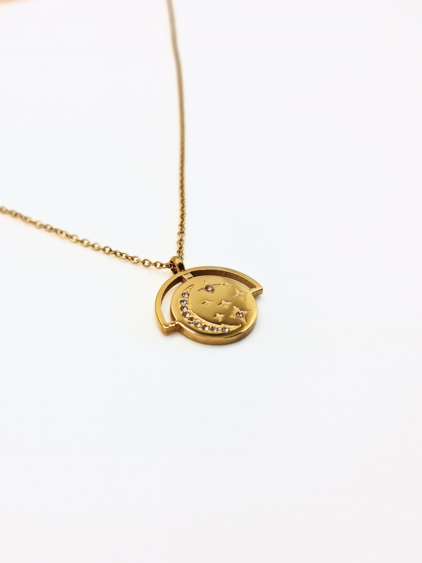 gold-crystal-celestial-coin-pendant-necklace-tarnish-free-jewellery-waterproof-stainless-steel