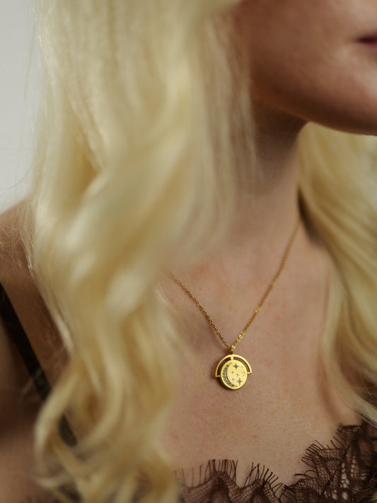 gold-crystal-celestial-coin-pendant-necklace-tarnish-free-jewellery-waterproof-stainless-steel