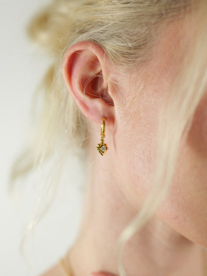 The Tavi 18k Gold Plated Crystal Drop Hoop Earrings- Waterproof & Tarnish-Free