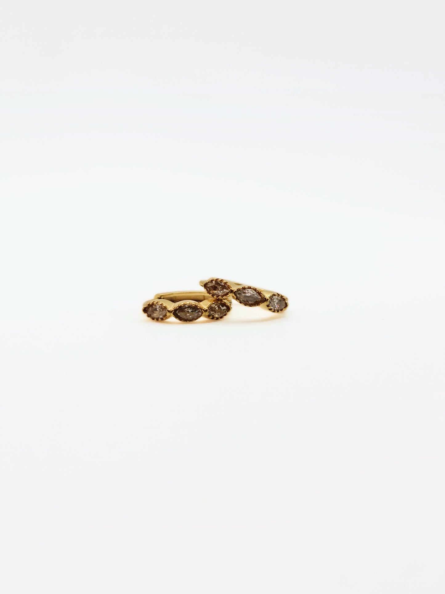 The Asteria 18k Gold Plated Salt & Pepper Crystal Evil Eye Huggie Hoop Earrings- Waterproof & Tarnish-Free