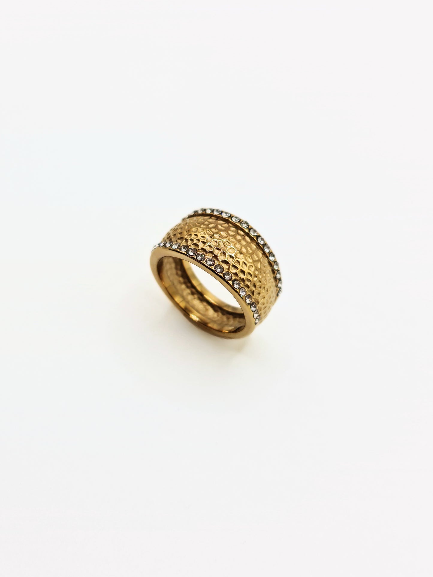 The Kora 18k Gold Plated Hammered Crystal Ring- Waterproof & Tarnish-Free