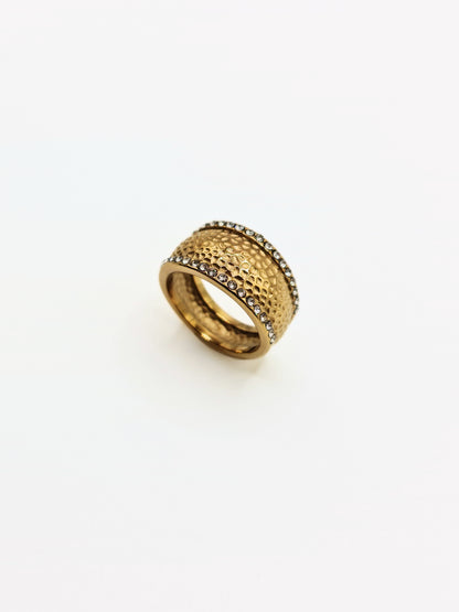 The Kora 18k Gold Plated Hammered Crystal Ring- Waterproof & Tarnish-Free