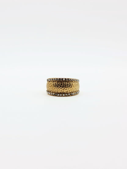 The Kora 18k Gold Plated Hammered Crystal Ring- Waterproof & Tarnish-Free