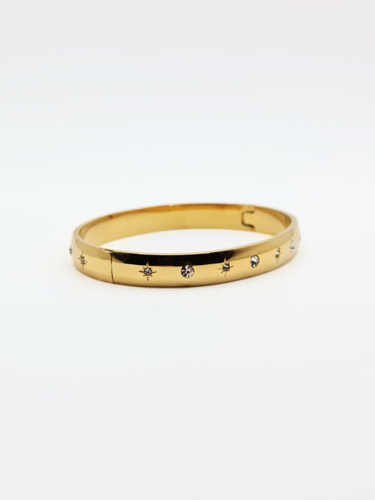 The Asteria 18k Gold Plated Crystal Bangle Bracelet- Waterproof & Tarnish-Free