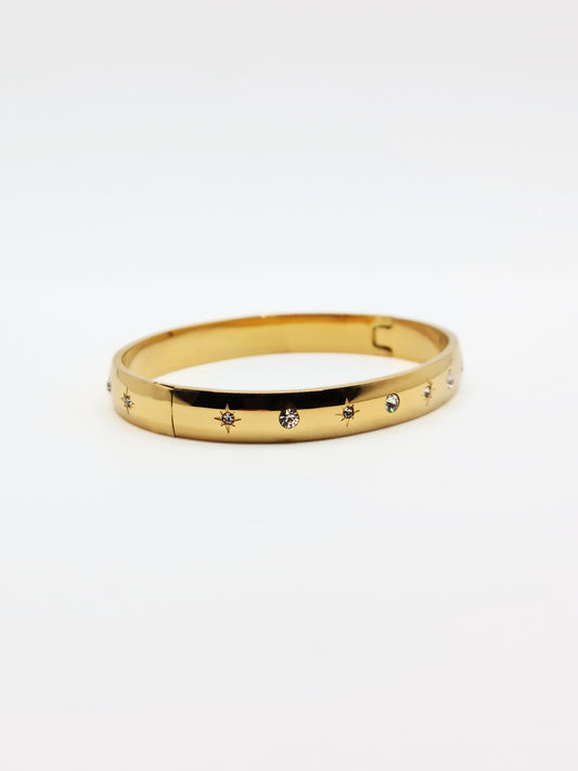 The Asteria 18k Gold Plated Crystal Bangle Bracelet- Waterproof & Tarnish-Free