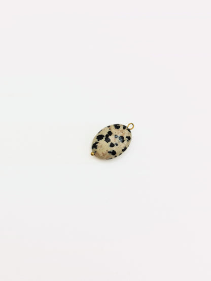 The Charm Shop 18k Gold Plated Dalmatian Jasper Natural Stone DIY Charm- Waterproof & Tarnish-Free