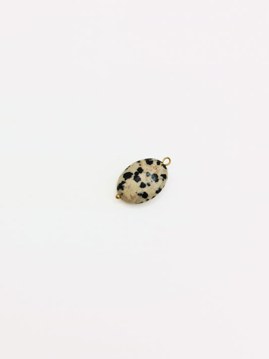 The Charm Shop 18k Gold Plated Dalmatian Jasper Natural Stone DIY Charm- Waterproof & Tarnish-Free