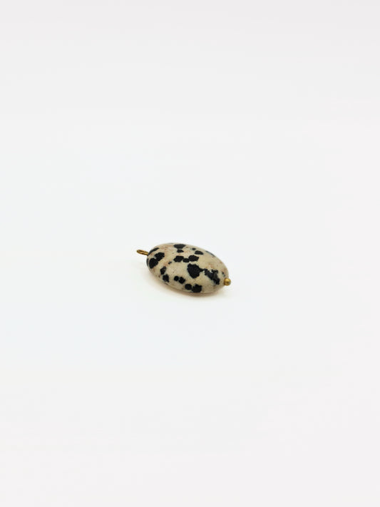 The Charm Shop 18k Gold Plated Dalmatian Jasper Natural Stone DIY Charm- Waterproof & Tarnish-Free